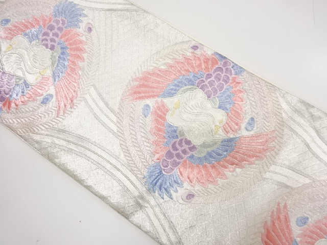 佐賀錦　立涌に向かい鳳凰模様織り出し袋帯